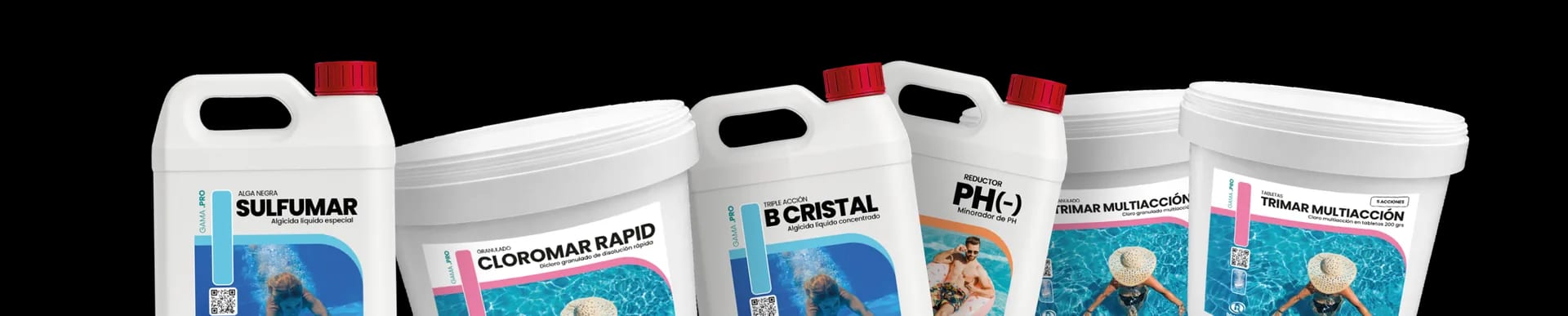 Línea piscinas Rogemar: SULFUMAR, CLOROMAR, TRIMAR multiacción y tratamiento del agua