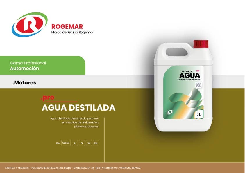 Ficha técnica: AGUA DESTILADA