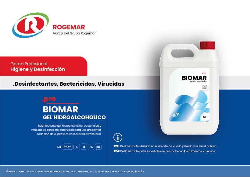 Ficha técnica: BIOMAR GEL HIDROALCOHOLICO
